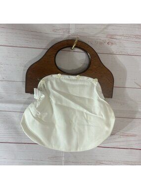 Vintage Bermuda bag White For Interchangeable covers Hinged wood handle Read *